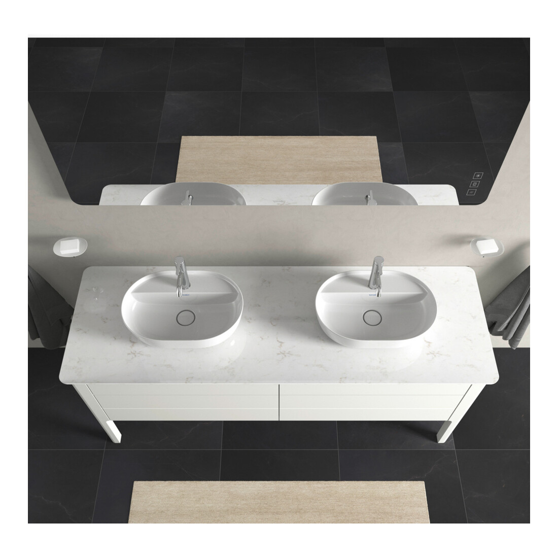 Duravit Meuble sous lavabo Luv 173,3x57x74,3cm, 2 tiroirs, 2 portes, blanc mat