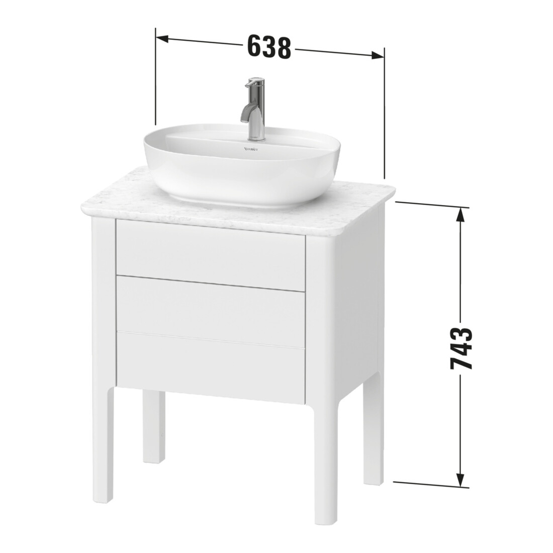 Duravit Meuble sous lavabo Luv 63,8x45x74,3 cm, 1 tiroir, 1 porte, st, No w m