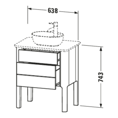Duravit Meuble sous lavabo Luv 63,8x45x74,3 cm, 1 tiroir, 1 porte, st, No w m