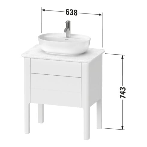 Duravit Meuble sous lavabo Luv 63,8x45x74,3 cm, 1 tiroir, 1 porte, st, st-gr m