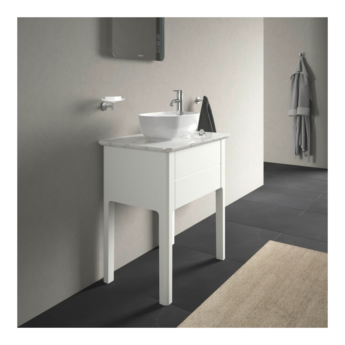 Duravit Meuble sous lavabo Luv 63,8x45x74,3 cm, 1 tiroir, debout, blanc mat s-matt
