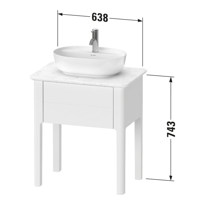 Duravit Meuble sous lavabo Luv 63,8x45x74,3 cm, 1 tiroir, debout, bleu mat s-matt
