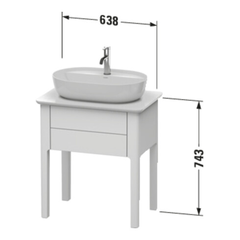 Duravit Meuble sous lavabo Luv 63,8x45x74,3 cm, 1 tiroir, st, st-gr s-mat