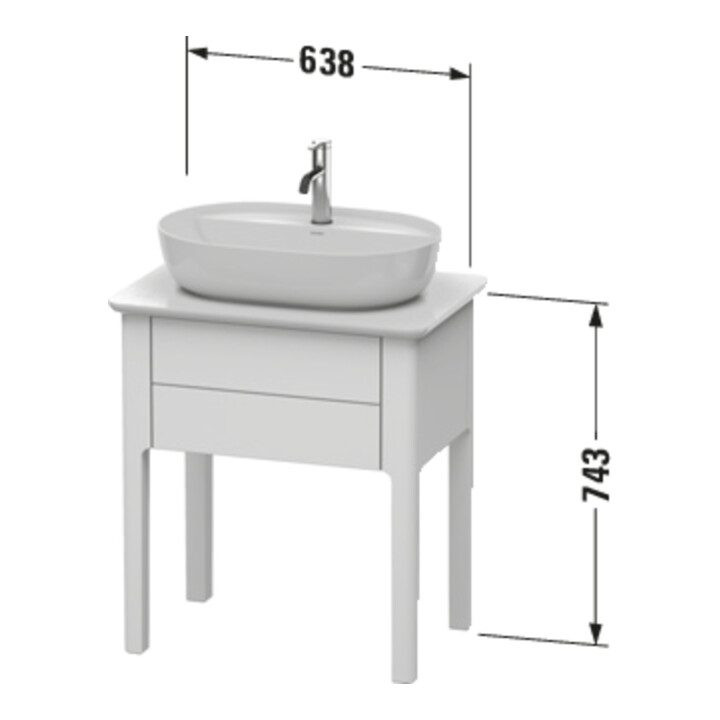 Duravit Meuble sous lavabo Luv 63,8x45x74,3 cm, 1 tiroir, st, st-gr s-mat