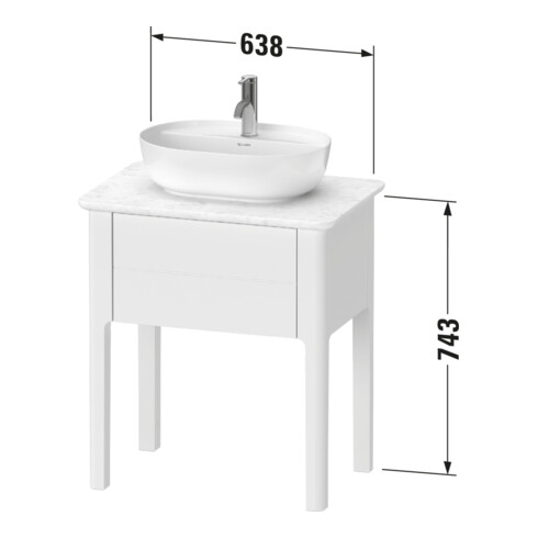 Duravit Meuble sous lavabo Luv 63,8x45x74,3 cm, 1 tiroir, st, st-gr s-mat