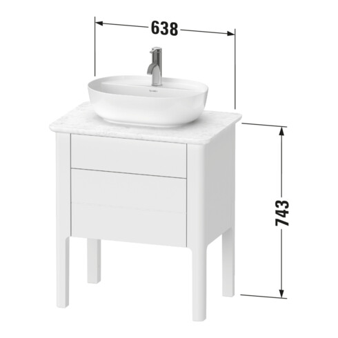 Duravit Meuble sous lavabo Luv 63,8x45x74,3cm, 1 tiroir, 1 porte, blanc mat