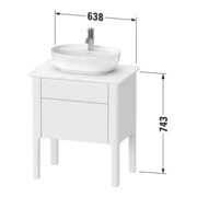 Duravit Meuble sous lavabo Luv 63,8x45x74,3cm, 1 tiroir, 1 porte, blanc mat-3