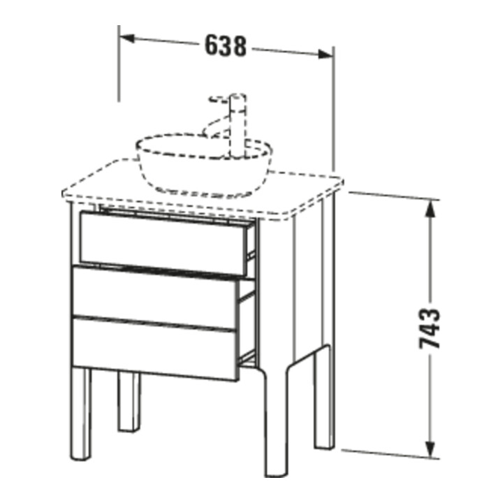 Duravit Meuble sous lavabo Luv 63,8x45x74,3cm, 1 tiroir, 1 porte, blanc mat