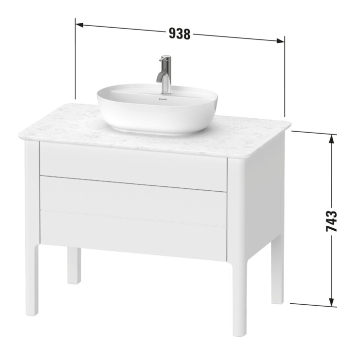 Duravit Meuble sous lavabo Luv 93,8x57x74,3 cm, 1 tiroir, 1 AZ, st, st-gr m