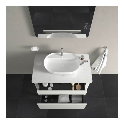 Duravit Meuble sous-lavabo Luv 93,8x57x74,3 cm, 1 tiroir, 1 porte, blanc mat