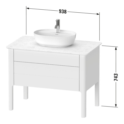 Duravit Meuble sous-lavabo Luv 93,8x57x74,3 cm, 1 tiroir, 1 porte, blanc mat