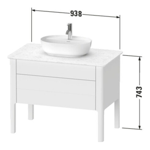 Duravit Meuble sous-lavabo Luv 93,8x57x74,3 cm, 1 tiroir, 1 porte, blanc mat
