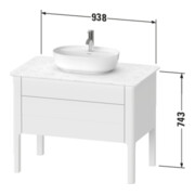 Duravit Meuble sous-lavabo Luv 93,8x57x74,3 cm, 1 tiroir, 1 porte, blanc mat-4