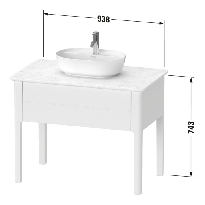 Duravit Meuble sous-lavabo Luv 93,8x57x74,3 cm, 1 tiroir, st, st-g s-mat