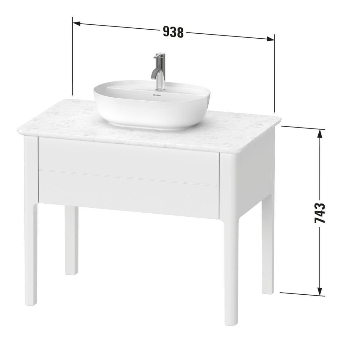Duravit Meuble sous-lavabo Luv 93,8x57x74,3 cm, 1 tiroir, st, st-g s-mat