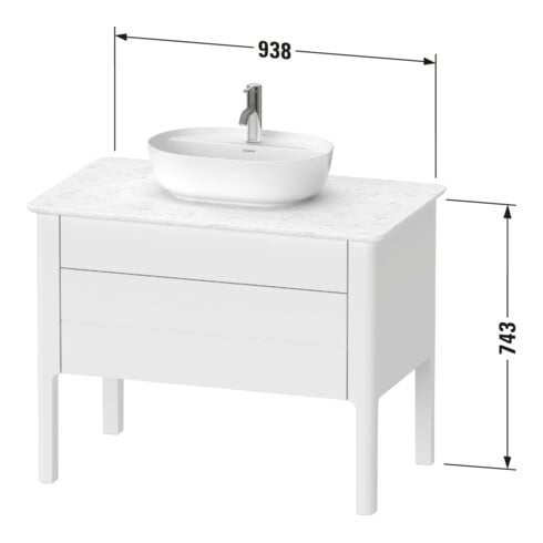 Duravit Meuble sous lavabo Luv 93,8x57x74,3cm, 1 tiroir, 1 porte, st, No w m