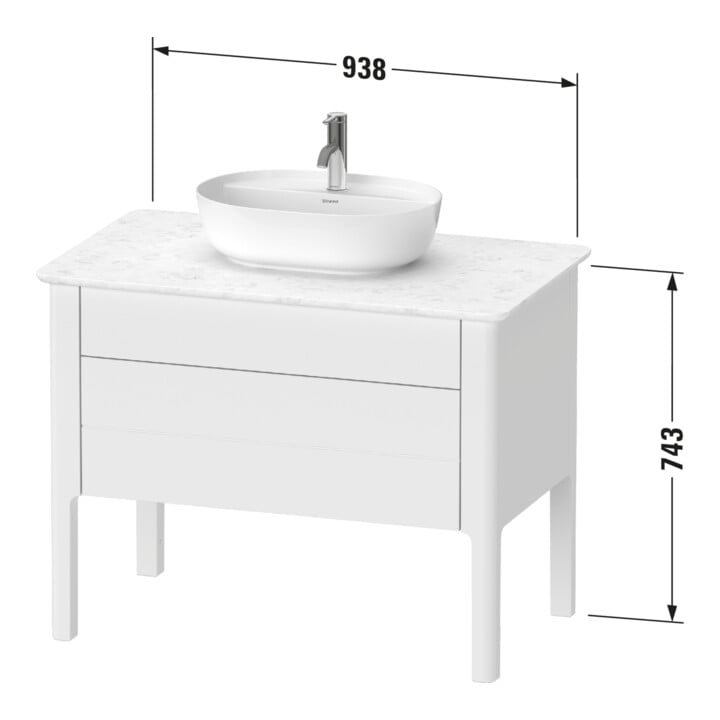 Duravit Meuble sous lavabo Luv 93,8x57x74,3cm, 1 tiroir, 1 porte, st, No w m