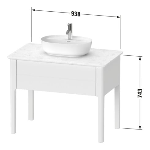 Duravit Meuble sous lavabo Luv 93,8x57x74,3cm, 1 tiroir, debout, blanc mat s-matt