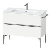 Duravit Meuble sous lavabo mural Sivida 101x59,1x47,7 cm, 2 tiroirs, blanc mat, chrome