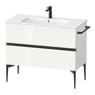 Duravit Meuble sous lavabo mural Sivida 101x59,1x47,7cm, 2 tiroirs, blanc brillant, taille noire