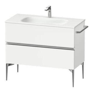 Duravit Meuble sous lavabo mural Sivida 101x59,2x47,7cm, 2 tiroirs, blanc mat, grand chrome