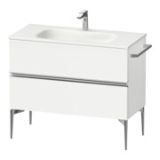Duravit Meuble sous lavabo mural Sivida 101x59,2x47,7cm, 2 tiroirs, blanc mat, grand chrome