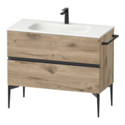 Duravit Meuble sous lavabo mural Sivida 101x59,2x47,7cm, 2 tiroirs, E marbre, G noir