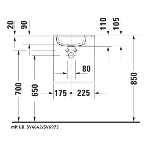 Duravit Meuble sous-lavabo mural Sivida 40x44,3x28,7 cm, T., gauche, blanc mat, chromé brillant