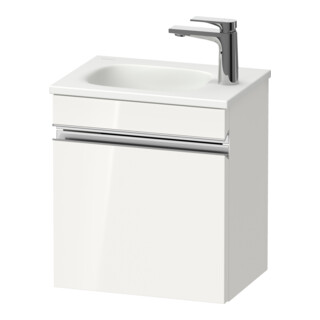 Duravit Meuble sous-lavabo mural Sivida 40x44x29,5 cm, porte, gauche, blanc brillant, chrome
