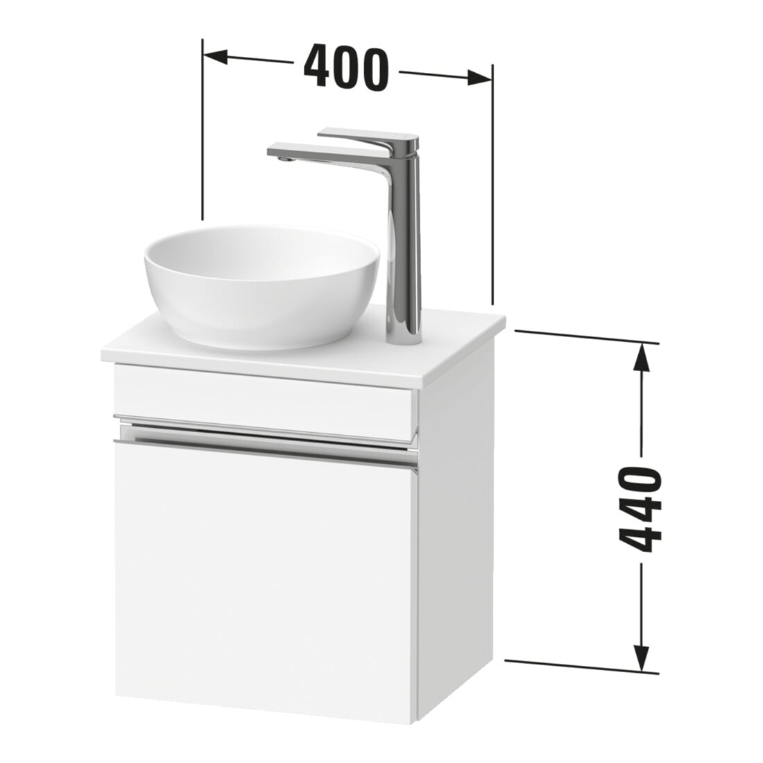 Duravit Meuble sous-lavabo mural Sivida 40x44x32,5 cm, porte, chromé, gauche, œuf marbre