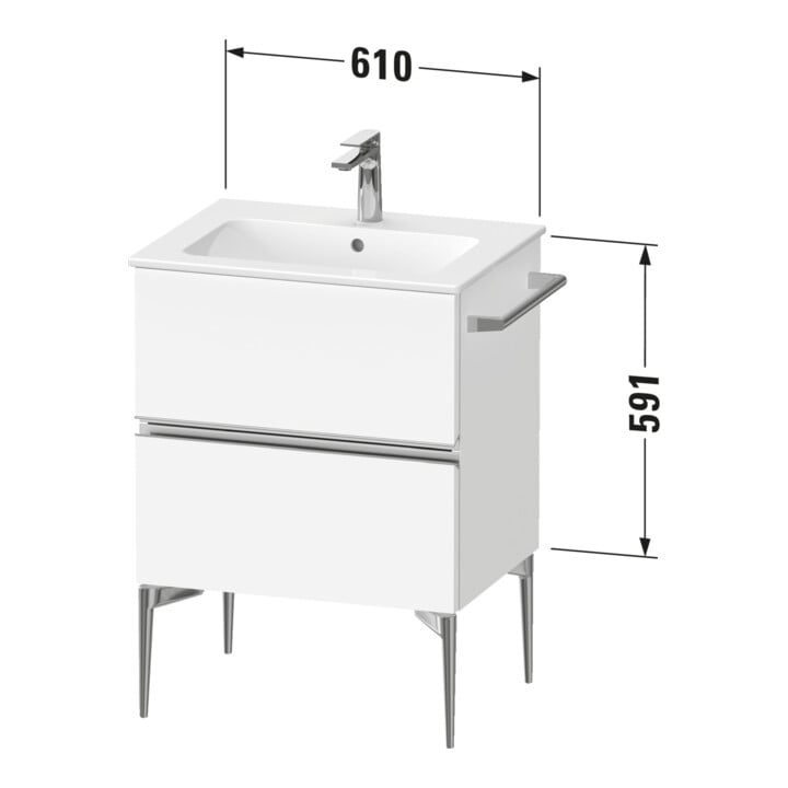 Duravit Meuble sous-lavabo mural Sivida 61x59,1x47,7 cm, 2 tiroirs, gris mat, Gr. sw