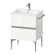 Duravit Meuble sous-lavabo mural Sivida 61x59,1x47,7cm, 2 tiroirs, blanc brillant, chrome