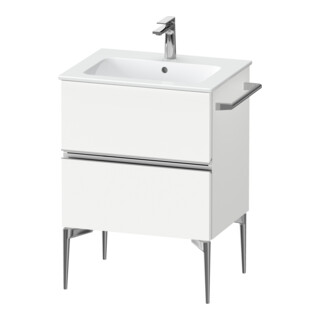 Duravit Meuble sous lavabo mural Sivida 61x59,1x47,7cm, 2 tiroirs, blanc mat, chromé