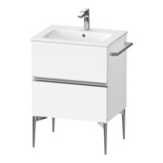 Duravit Meuble sous lavabo mural Sivida 61x59,1x47,7cm, 2 tiroirs, blanc mat, chromé