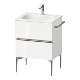 Duravit Meuble sous lavabo mural Sivida 61x59,2x47,7 cm, 2 tiroirs, blanc brillant, chrome