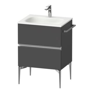 Duravit Meuble sous-lavabo mural Sivida 61x59,2x47,7 cm, 2 tiroirs, gris m, chromé