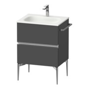 Duravit Meuble sous-lavabo mural Sivida 61x59,2x47,7 cm, 2 tiroirs, gris m, chromé