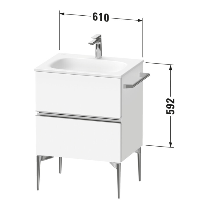 Duravit Meuble sous-lavabo mural Sivida 61x59,2x47,7 cm, 2 tiroirs, gris mat, Gr. sw