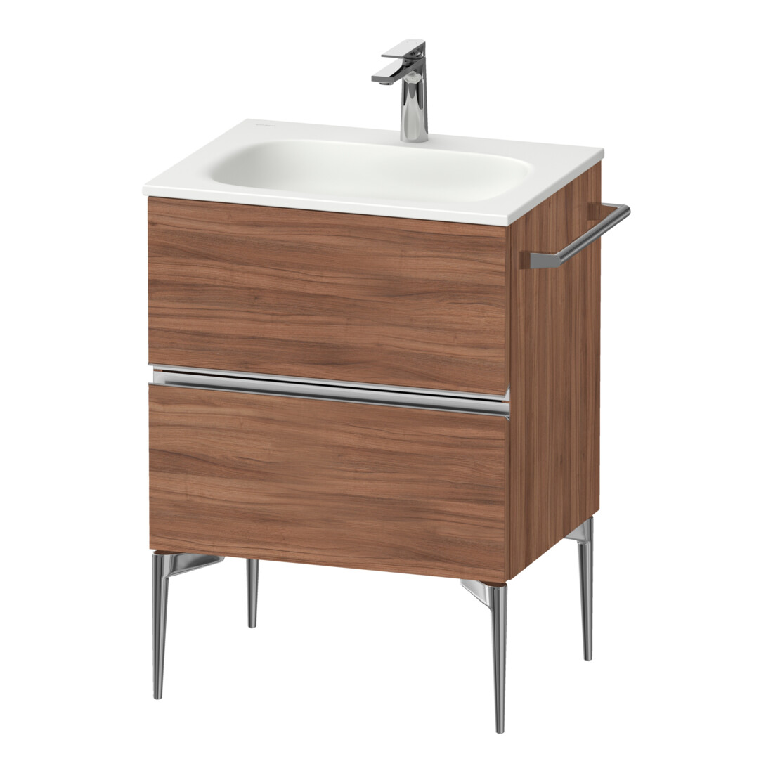 Duravit Meuble sous-lavabo mural Sivida 61x59,2x47,7 cm, 2 tiroirs, N Nat, Gr. chr