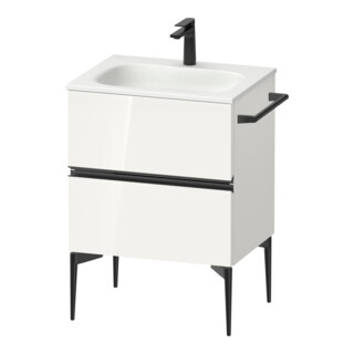 Duravit Meuble sous-lavabo mural Sivida 61x59,2x47,7cm, 2 tiroirs, blanc brillant, surface noire