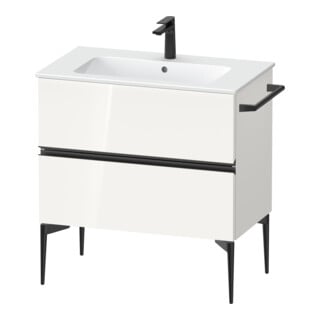 Duravit Meuble sous-lavabo mural Sivida 81x59,1x47,7 cm, 2 tiroirs, blanc brillant, taille noire