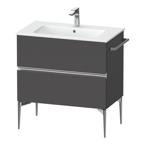 Duravit Meuble sous-lavabo mural Sivida 81x59,1x47,7 cm, 2 tiroirs, gris m, chromé