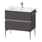 Duravit Meuble sous-lavabo mural Sivida 81x59,1x47,7 cm, 2 tiroirs, gris m, chromé