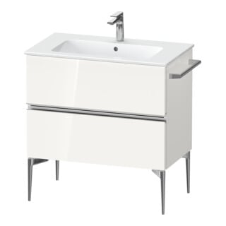 Duravit Meuble sous lavabo mural Sivida 81x59,1x47,7cm, 2 tiroirs, blanc brillant, chrome