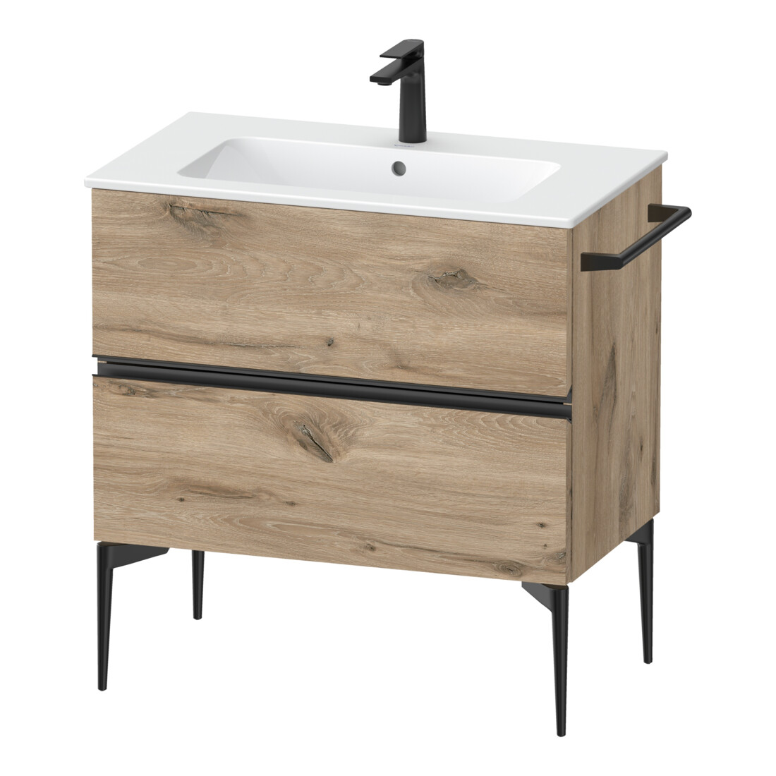 Duravit Meuble sous-lavabo mural Sivida 81x59,1x47,7cm, 2 tiroirs, E Marm, couleur noire