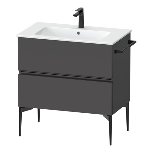 Duravit Meuble sous lavabo mural Sivida 81x59,1x47,7cm, 2 tiroirs, gris mat, Gr. sw