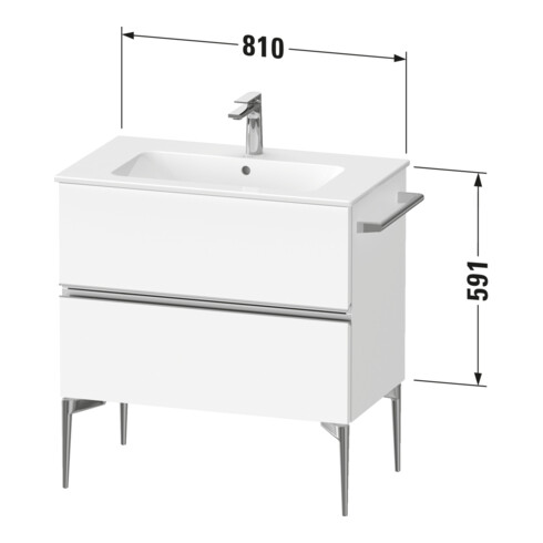 Duravit Meuble sous lavabo mural Sivida 81x59,1x47,7cm, 2 tiroirs, gris mat, Gr. sw
