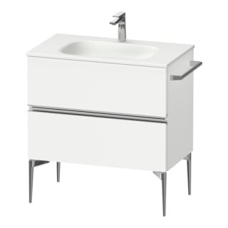 Duravit Meuble sous-lavabo mural Sivida 81x59,2x47,7 cm, 2 tiroirs, blanc mat, grand chrome