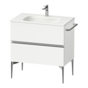 Duravit Meuble sous-lavabo mural Sivida 81x59,2x47,7 cm, 2 tiroirs, blanc mat, grand chrome