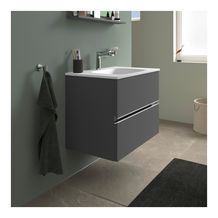 Duravit Meuble sous-lavabo mural Sivida 81x59,2x47,7 cm, 2 tiroirs, gris m, chromé